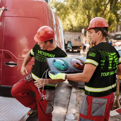 Vista 2 de prizestore Camisa de alta visibilidad para hombres, ropa de trabajo, nombre personalizado bandera de Estados Unidos para trabajadores, corredores