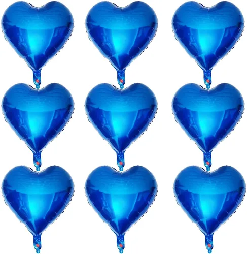 Vista 16 de Lovoir 10 globos de aluminio con forma de corazón azul bebé de 18 pulgadas, globos de amor para el día de San Valentín, cumpleaños, fiestas, bodas