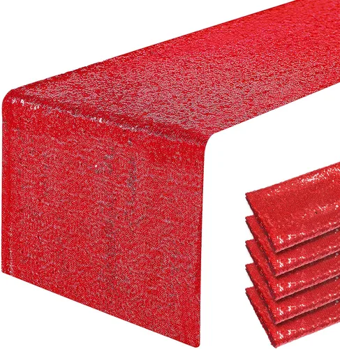 Vista 40 de Pufogu - Camino de mesa de lentejuelas brillantes de 12 x 72 pulgadas para fiestas de cumpleaños, decoración de bodas, despedidas de soltera