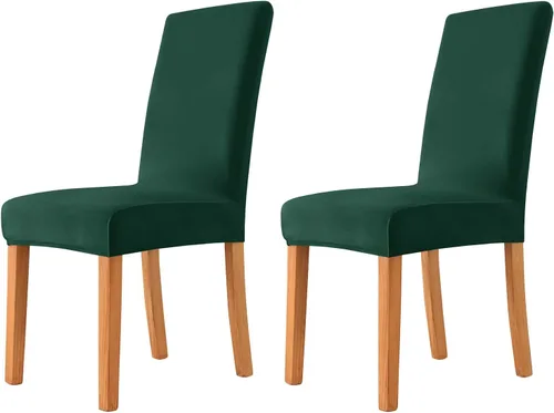Vista 59 de Velvet Chair Covers Beige Gray, Stretch Dining Room Chair Covers 2 Pack, Super Fit Dining Chairs Slipcovers Spandex Washable Kitchen Parson Chair