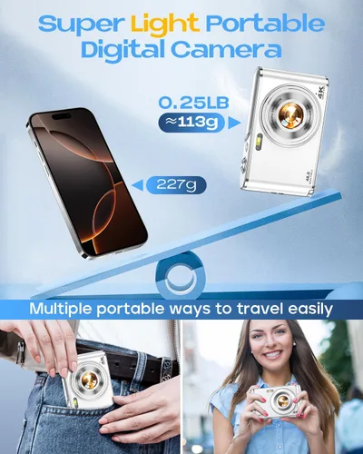 Vista 7 de Cámara digital 4K, enfoque automático de 48 megapíxeles, cámara de vlogging para fotografía, compacta para apuntar y disparar digital con zoom