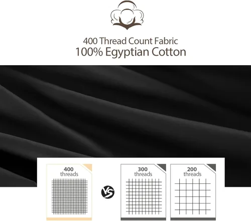 Vista 105 de Juego de 2 fundas de almohada 100% de algodón egipcio, fundas de almohada refrescantes de 400 hilos, fundas de almohada suaves y transpirables