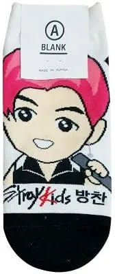 Vista 5 de Calcetines de personajes de dibujos animados Kpop StrayKids para mujer, fabricados en Corea, Blanco