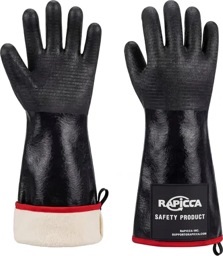Vista 11 de RAPICCA Guantes de parrilla para barbacoa resistentes al calor de 932°F: resistentes al aceite, impermeables para ahumado, parrilla, cocina
