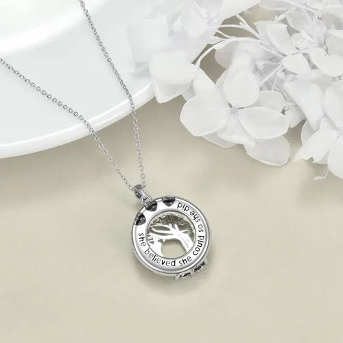 Vista 3 de YFN Collar de regalo para niñas, plata de ley, árbol de la vida, joyería de cristal, regalo de graduación de cumpleaños para mujeres y niñas