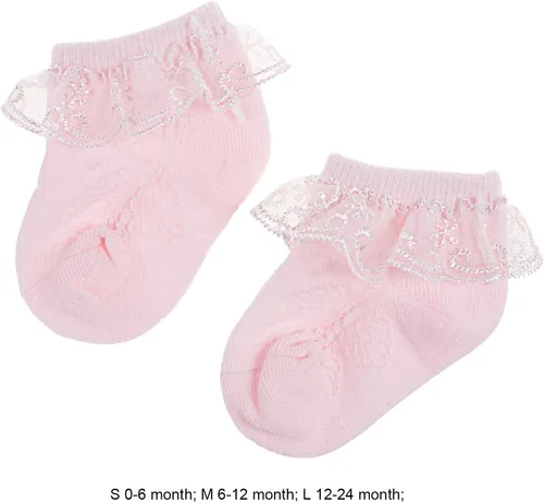 Vista 6 de DRESHOW Calcetines de bebé para niñas con ojales y volantes de encaje, calcetines de vestir para recién nacidosbebésniños pequeñosniños para niña