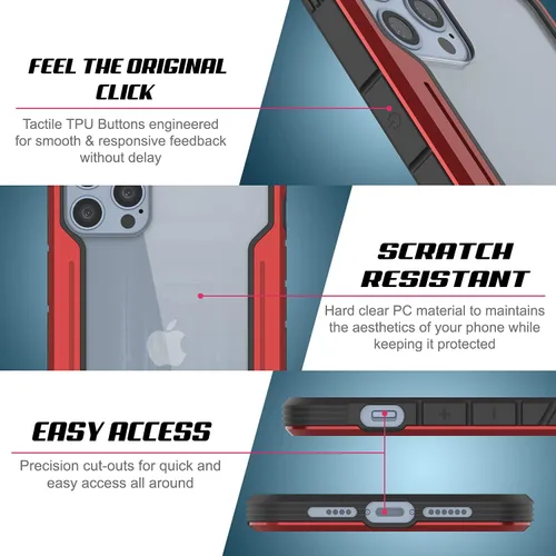 Vista 2 de Punkcase Diseñada para iPhone 13 Pro [Armor Stealth Series] funda protectora de grado militar con marco de aluminio [parte trasera transparente]
