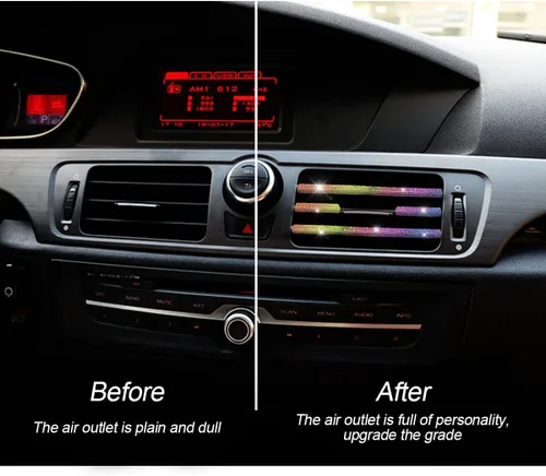 Vista 5 de Adorno de Rejilla de Ventilación Bling para Coche, 10 PCS Tiras Decorativas de Diamantes de Imitación Hechas a Mano para Todas las Salidas de Aire