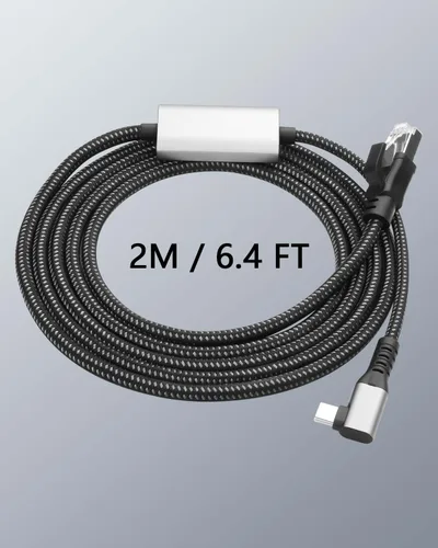 Vista 7 de CERRXIAN Cable Ethernet USB C a 2.5 Gbps de 6.5 pies, LAN Gigabit RJ45 a adaptador USB C de ángulo recto de 90 grados, convertidor de cable de red