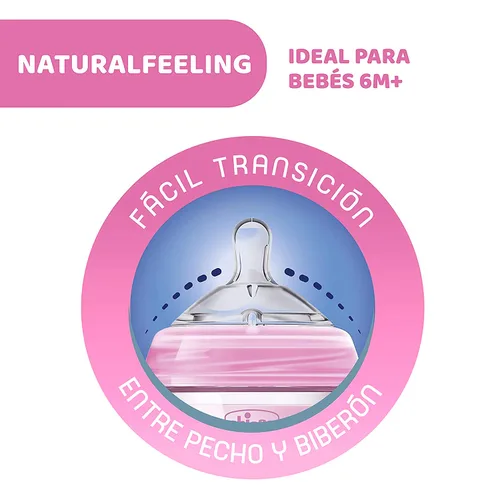 Vista 2 de Chicco Natural Feeling 6 Meses + Biberón 11.2 fl oz