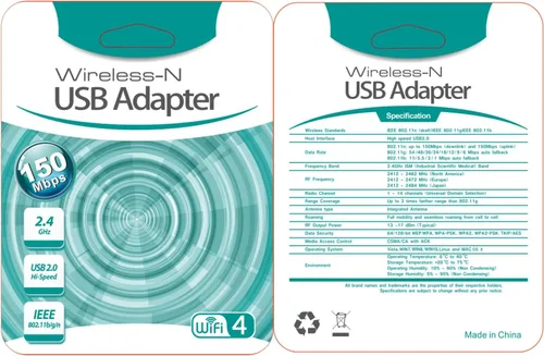 Vista 6 de Adaptador inalámbrico USB WiFi del conductor libre de 150Mbps, sola banda 2.4GHz