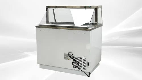 Vista 9 de cooler depot Gelato Congelador vitrina de inmersión para gabinete de inmersión Escaparate de helado Marco grueso curvo 47