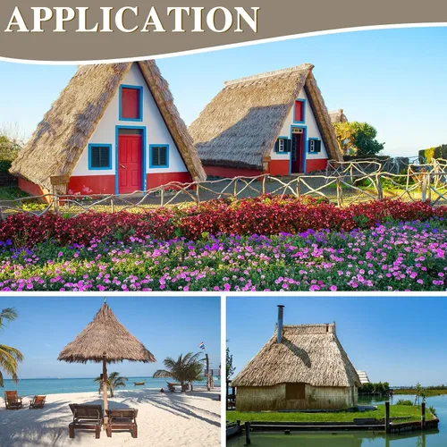 Vista 5 de Rollo de paja de palma, rollo de paja de palma, paneles de techo de paja estilo mexicano, techos de paja de tiki hut, palapa, césped ciego de pato