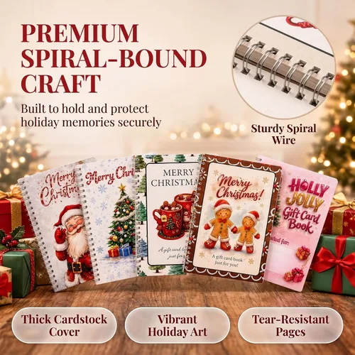 Vista 5 de Christmas Gift Card Book Spiral Bound Holder, 10 Pages，3PCS-A