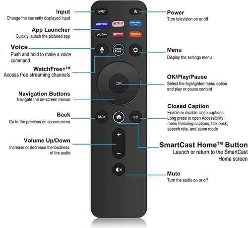 Vista 6 de Control remoto de voz OEM XRT260 para Vizio Smart TV 2023 M65QXM-K03 M75QXM-K03 V755M-K03 V705M-K03 D43fM-K04 M50QXM-K01 V505M-K09 V585M-K09