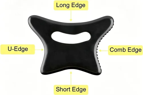 Vista 3 de Body Gua Sha Tool Large Natural Bian Stone Handle Guasha Scraping, Muscle Scraper Tool for Soft Tissue, Manual Anti-Cellulite Sculpting Board for