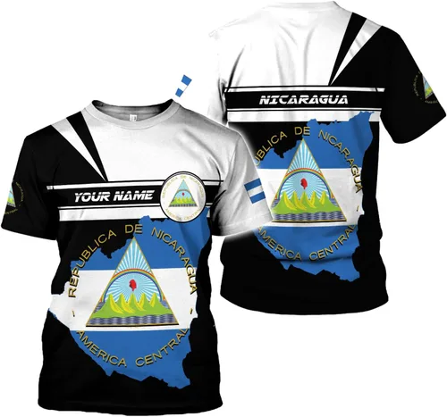Vista 2 de Rivelus - Camisa personalizada de Nicaragua 3D, camisas con la bandera de Nicaragua, camisetas nicaragüenses, camisetas unisex para hombres y mujeres