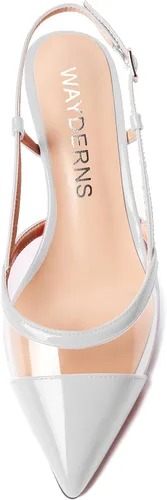 Vista 3 de WAYDERNS Zapatos de tacón bajo para mujer, con puntera puntiaguda, hebilla ajustable, tacón bajo, 2 pulgadas