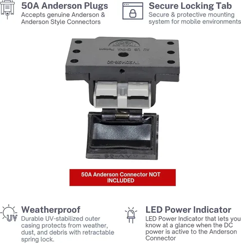 Vista 2 de Trailer Vision Cajas de Batería de 50A Conector Rápido Cubierta Protectora de Montaje Compatible con Calibre 6-12 AWG Ensamblaje de Enchufe Anderson