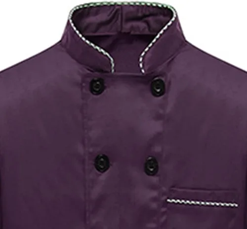 Vista 7 de Chaqueta de chef unisex, color de contraste, ropa de cocina, abrigo de chef de manga larga, uniforme de chef para trabajo