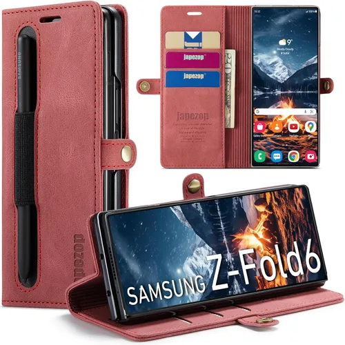 Vista 26 de Funda tipo cartera para Samsung Galaxy Z Fold 3 con soporte para bolígrafo S, color negro