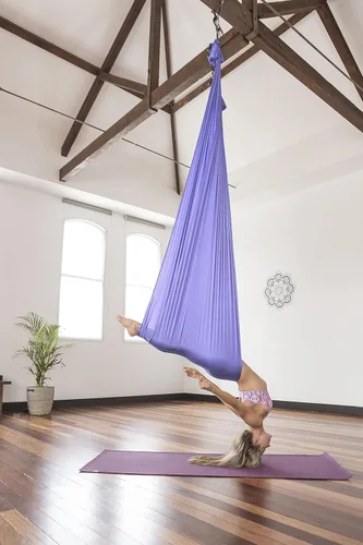 Vista 3 de Pinc Active Silk Aerial Yoga Swing & Hammock Kit for Improved Yoga Inversions, Flexibility & Core Strength