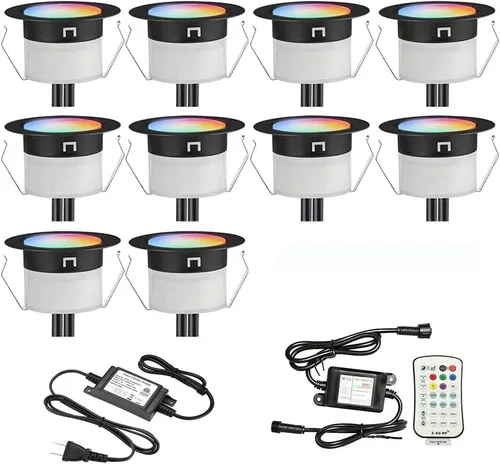 Vista 16 de FVTLED Kit de luces LED para cubierta, 20 piezas Φ1.22 D31 WiFi control de teléfono inteligente de bajo voltaje empotrado RGBW iluminación de Rgbw