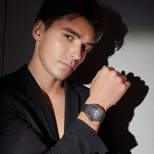 Vista 4 de DAVIS ELVIN - Reloj automático para hombre, reloj de pulsera de barril de vino con movimiento de reloj suizo impermeable, relojes mecánicos que