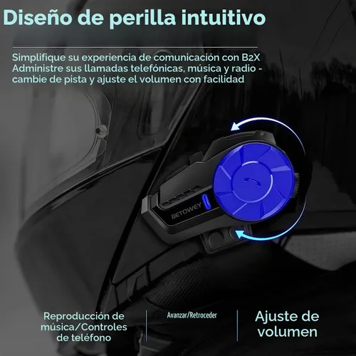 Vista 4 de Casco de motocicleta, auriculares Bluetooth, sistema de comunicación de casco B2X, intercomunicador Bluetooth de motocicleta con cancelación