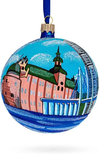 Vista 6 de Castillo de Vadstena, Estocolmo, Suecia, bola de cristal, adorno navideño de 4 pulgadas