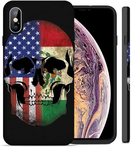 Vista 2 de Mundaze - Carcasa rígida híbrida con diseño de bandera de México, a prueba de golpes, de poliuretano termoplástico suave, resistente, con protector