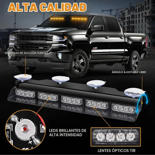 Vista 3 de XRIDONSEN - Luces estroboscópicas ámbar para camiones, 40 luces LED