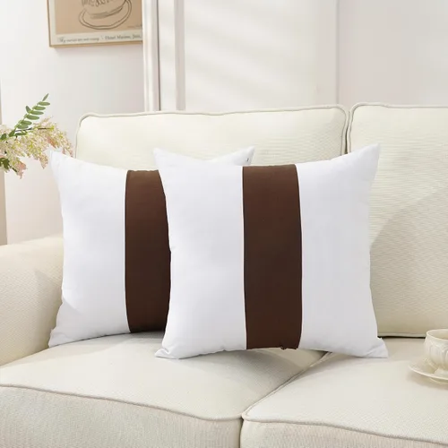 Vista 6 de TAOSON - Funda de cojín cuadrada de lona de algodón 100% sólida, decorativa, para sofá, cama, silla, decoración del hogar, solo funda, sin relleno