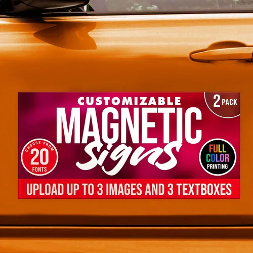 Vista 10 de Paquete de 2 letreros magnéticos personalizados para vehículos, imanes de automóvil personalizados para empresas, letreros magnéticos personalizados