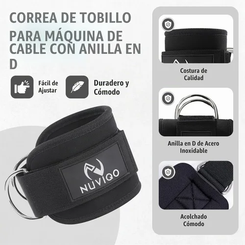 Vista 4 de Set de 9 accesorios para gimnasio con almohadilla para pesas con 2 correas de seguridad - 2 correas de tobillo para máquina de cable - 2 correas