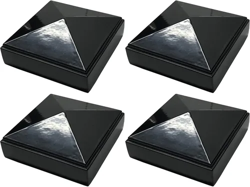 Vista 14 de Tapa de poste de pirámide de aluminio de 2 x 2 pulgadas para postes de metal, ajuste a presión, color negro con recubrimiento en polvo, resistente