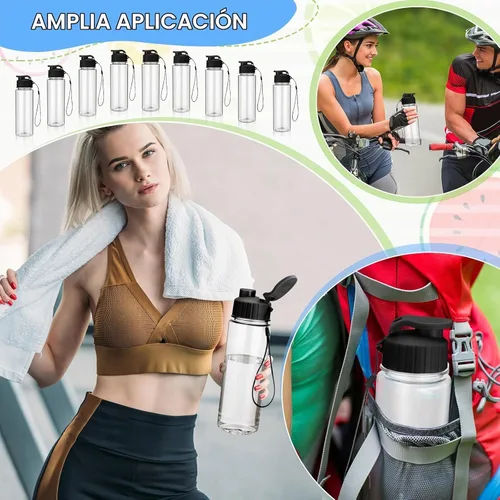 Vista 3 de Maxcheck 30 botellas de agua a granel, estilo clásico, negro 17 Oz Plastic Sports Water Bottles, Flip Top with Handle Strap, Lightweight Leakproof