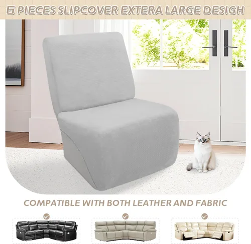 Vista 109 de Arfntevss Fundas de sofá seccional reclinable de terciopelo, Funda de sofá seccional de esquina para sofá reclinable, Funda elástica suave