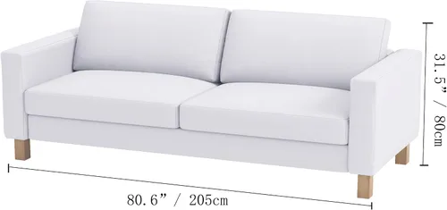 Vista 3 de Karlstad - Funda de sofá de 80.7 in, compatible con IKEA 3 asientos Lino de poliéster Fabirc de tres asientos, no solo funda de sofá biplaza. Beige
