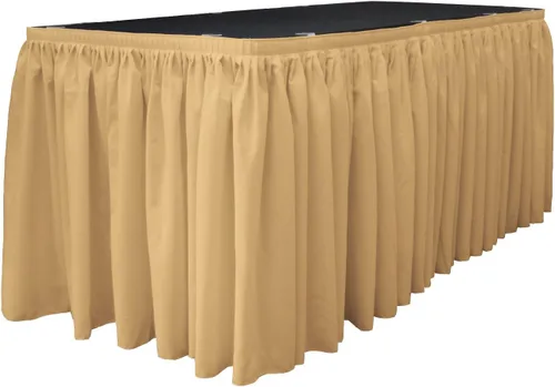 Vista 53 de LA Linen Falda de mesa de popelina de poliéster para mesas rectangulares, tela plisada para banquetes de boda, 14 pies por 29 pulgadas de largo