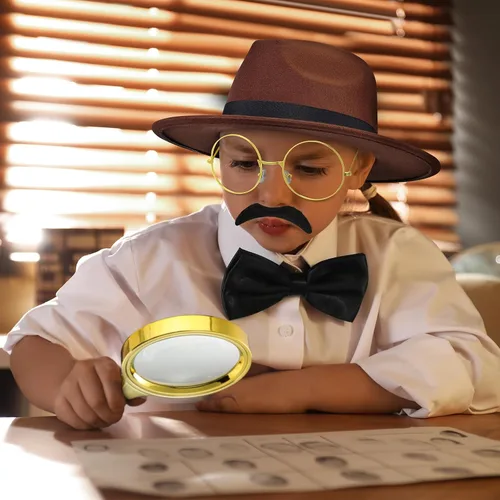 Vista 6 de Kasyat 6 piezas de accesorios de disfraz de detective para adulto, sombrero de detective para hombre, disfraz de inspector para disfraz de Halloween