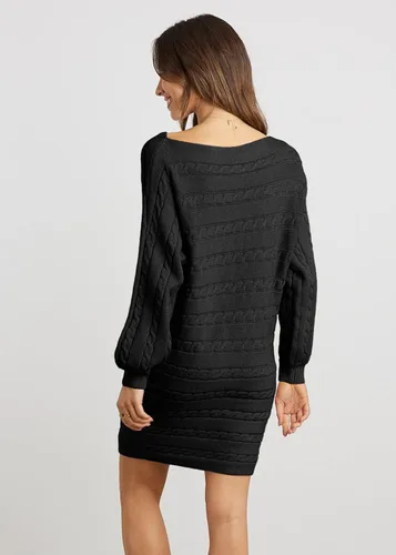 Vista 5 de KIRUNDO Vestido tipo suéter de punto trenzado de manga larga para mujer, para otoño e invierno, holgado, de gran