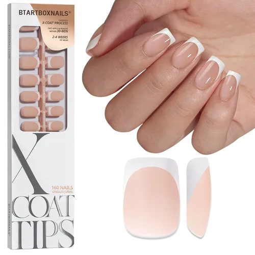 Vista 35 de BTArtboxnails XCOATTIPS White French Tip Press On Nails, XXS Squoval, Pink Lamp-Curable, 4-Week Wear, Natural Nail Look, Salon Quality Value at