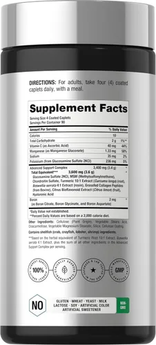 Vista 2 de Horbäach Glucosamina condroitina MSM 3600 mg 360 comprimidos Fórmula avanzada con cúrcuma Sin OMG, sin gluten Fórmula avanzada con cúrcuma