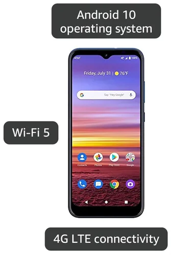 Vista 2 de AT&T Prepaid Radiant Max 32GB, pantalla HD+ de 6.5 pulgadas, teléfono inteligente prepagado, azul cobalto