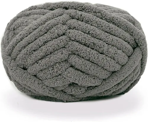Vista 7 de Hilo grueso de chenilla para tejer a mano mantas, súper suave y súper grande (Beige)