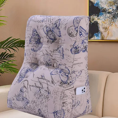 Vista 4 de WOWMAX Almohada de lectura curva para adulto, almohada de espalda elevada para sentarse en la cama, almohada de apoyo de espalda para sofá, almohada