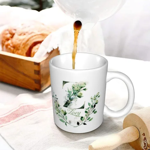 Vista 5 de Tazas de café personalizadas con iniciales y letra de nombre, tazas de nombre personalizadas, regalo divertido para novio y novia, tazas de doble