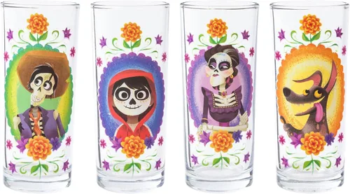 Vista 11 de Silver Buffalo Harry Potter Gryffindor Squad con Hermione Granger, Ron Weasley, y Fred y George estilo anime, juego de 4 vasos de vidrio de 10 onzas