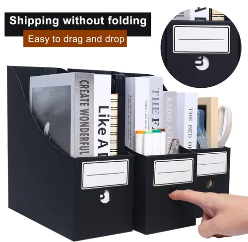 Vista 7 de Soporte para archivos de revista (paquete de 6), soporte de cartón para archivos, organizador de documentos, organizador de archivos de escritorio